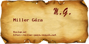 Miller Géza névjegykártya